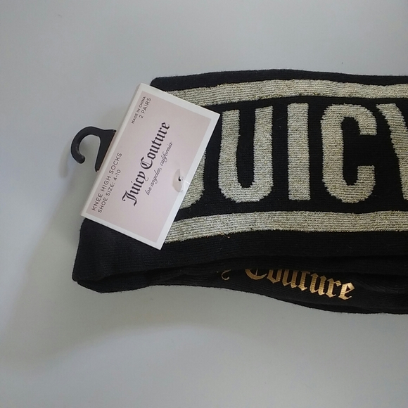 Juicy Couture Knee High Socks Black and Bling - Picture 4 of 5